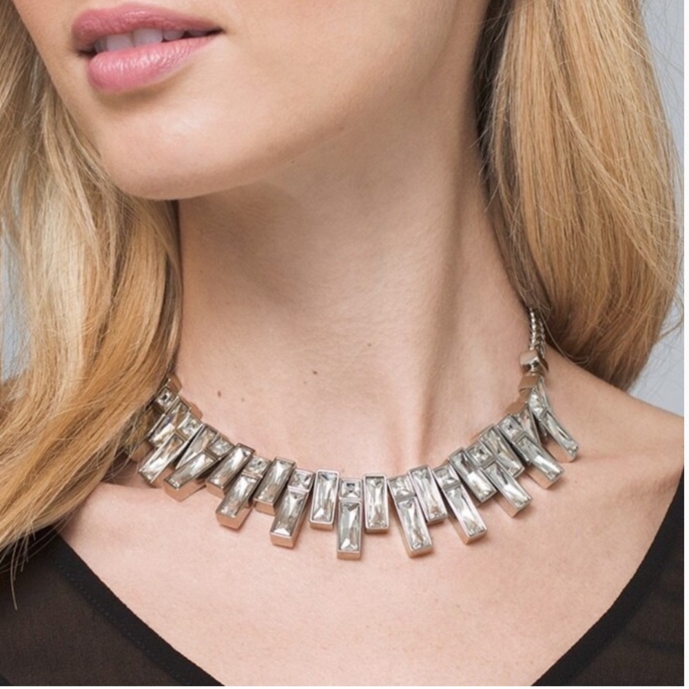 WHBM BAGUETTE CRYSTAL STATEMENT NECKLACE
